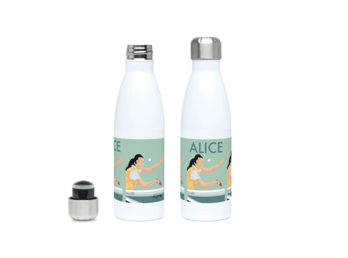 Gourde isotherme Ping Pong "La pongiste de tennis de table" - personnalisable