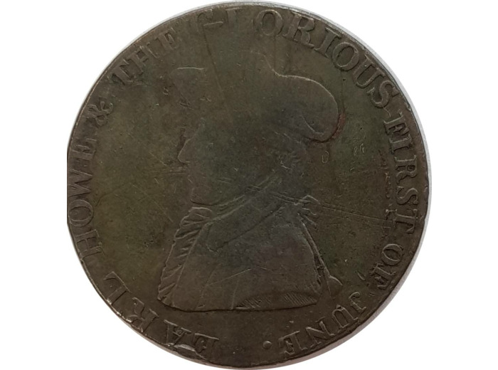 GRANDE BRETAGNE TOKEN HALFPENNY (1/2 PENNY) EARL HOWE 1795 TB+