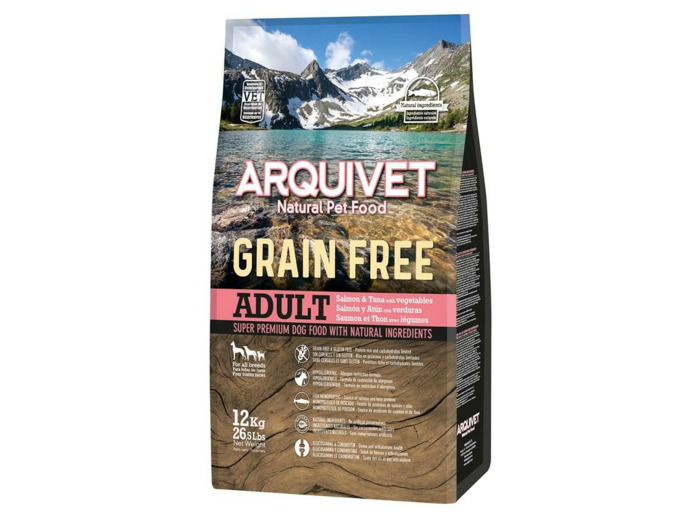 Croquettes Arquivet (SANS CÉRÉALES), Saumon & Thon pour Chiens adultes - 12KG