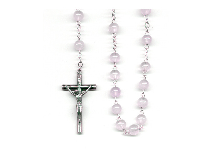 Chapelet QUARTZ ROSE et ARGENT 925-  6mm + BOITE