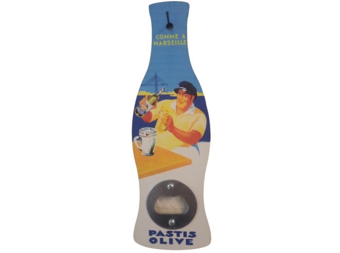 Décapsuleur aimanté médium "Pastis Olive" - Editions Clouet - 6.5 x 20 cm - Apéro des Copains