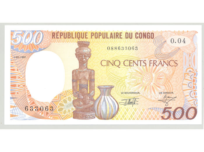 REPUBLIQUE POPULAIRE DU CONGO 500 francs 01/01/1991 NEUF O.04 (W8d)