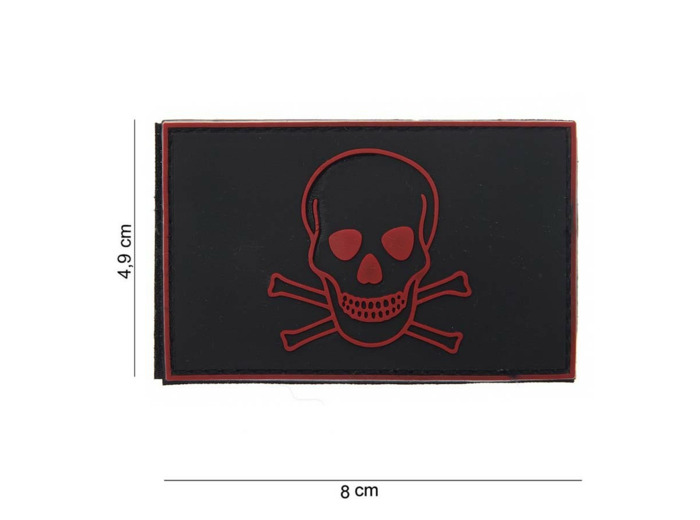 Patch 3D PVC  " Skull and Bones " rouge