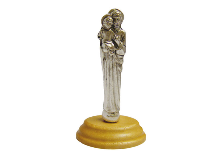 Statue 7cm en Métal Argenté avec Socle en Olivier - SAINT JOSEPH