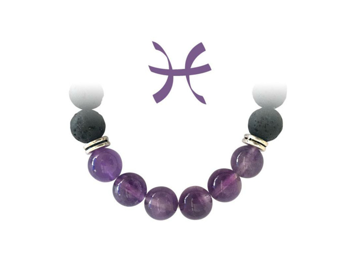 Bracelet zodiacal Améthyste-Pierre du Poisson