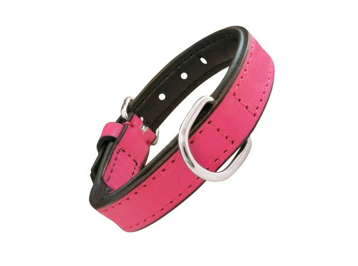 Collier en cuir, ROSE pour chiens - 5 tailles différentes