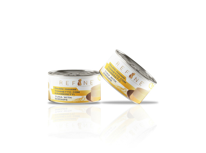 Refine Double mousse, thon avec crevettes pour chat adulte - 85G