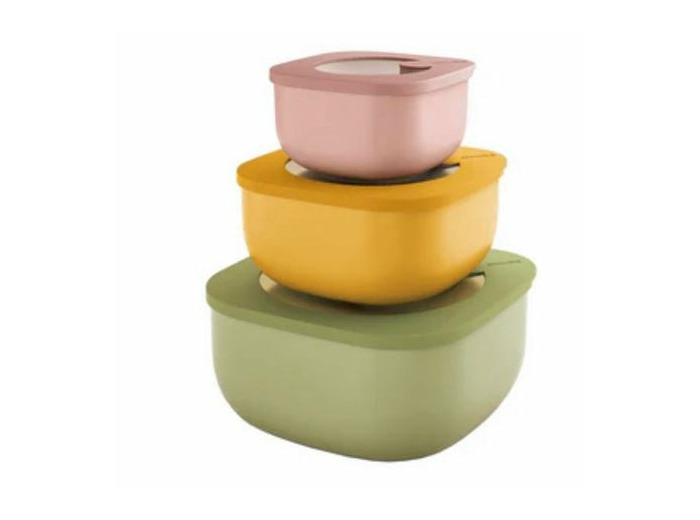 LOT DE 3 RECEPIENTS CARRE AVEC COUVERCLES