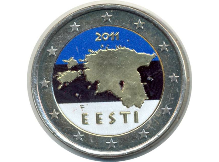 ESTONIE 2011 2 EURO COLORISEE CARTE PAYS SUP