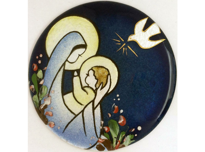 Vierge assise D8,3cm - EMAUX DU LIBAN