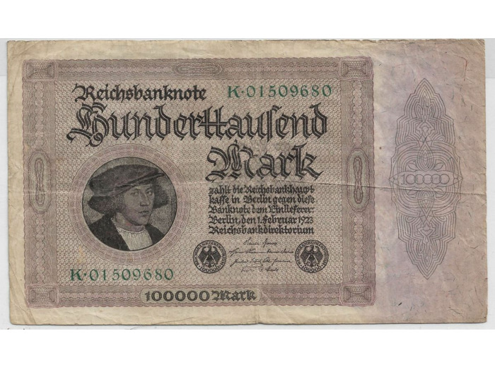 ALLEMAGNE 100000 MARK 01/02/1923 SERIE K TB+