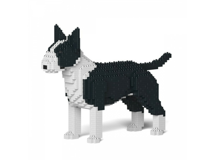 CHIEN BULL TERRIER NOIR et BLANC JEKCA CONSTRUCTION EN BRIQUES DEJA ASSEMBLER