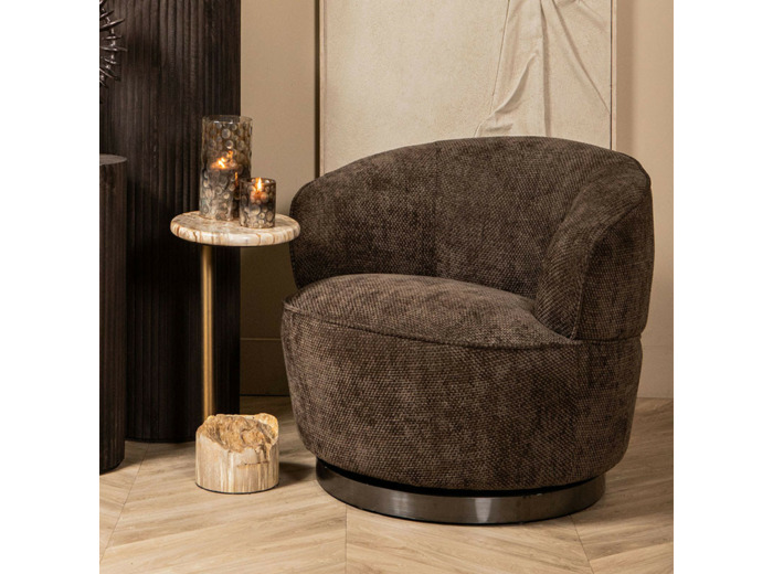 Fauteuil Eden Filou tissu marron foncé  87x89x70cm