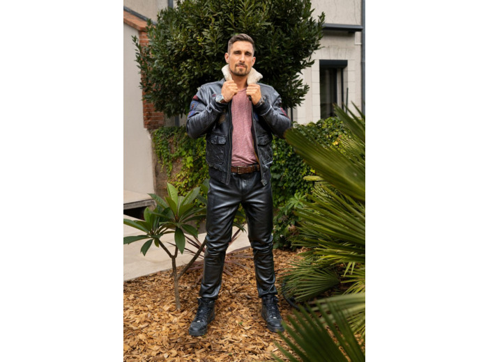 H0506 Pantalon homme cuir noir