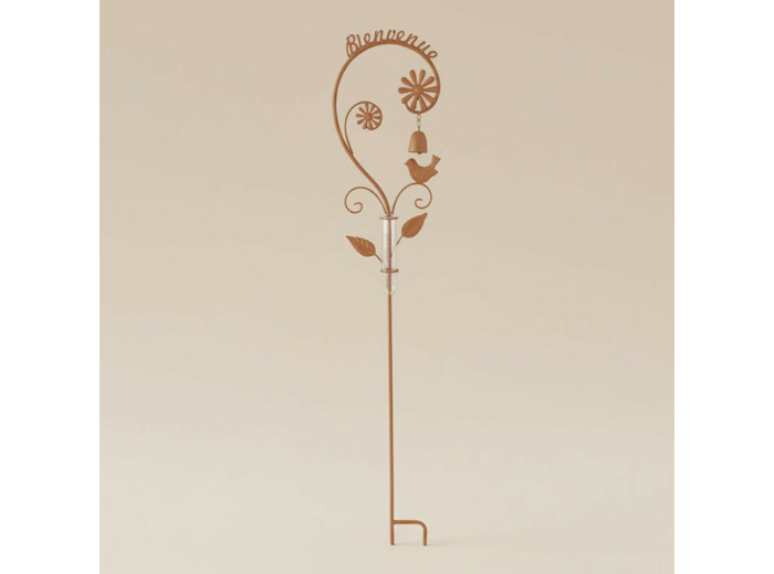 Pluviomètre de Jardin Bienvenue en Métal patiné 27x124cm