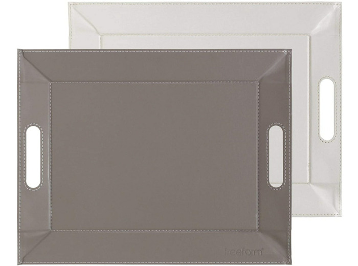 Plateau bicolore réversible - Taupe et Crème - 45 x 35