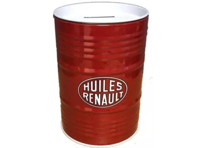 Tirelire fût métal - Huiles Renault - Les Collections Rétro.