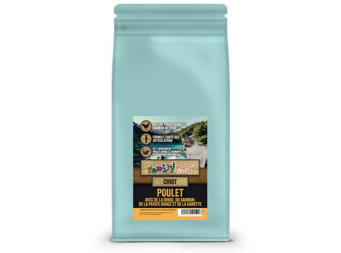Croquettes GRAIN FREE poulet, dinde & saumon pour chiots - 2 formats