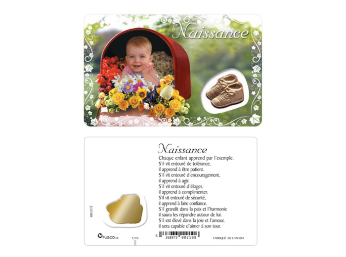 Carte-prière avec insertion NAISSANCE