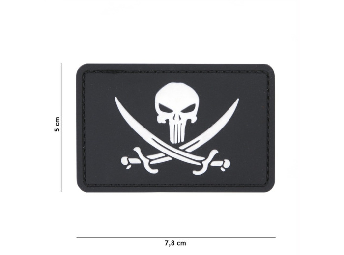 Patch 3D PVC  Punisher pirate (noir)
