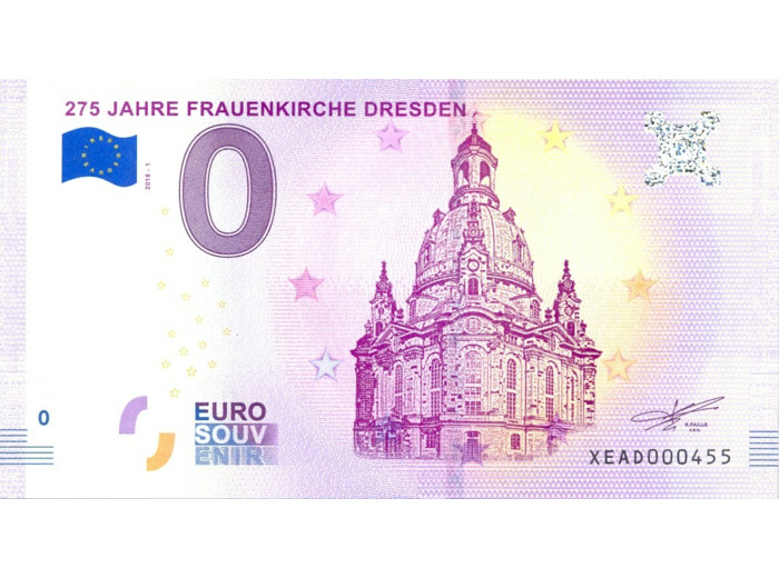 ALLEMAGNE 2018-1 275 JAHRE FRAUENKIRCHE DRESDEN BILLET SOUVENIR 0 EURO
