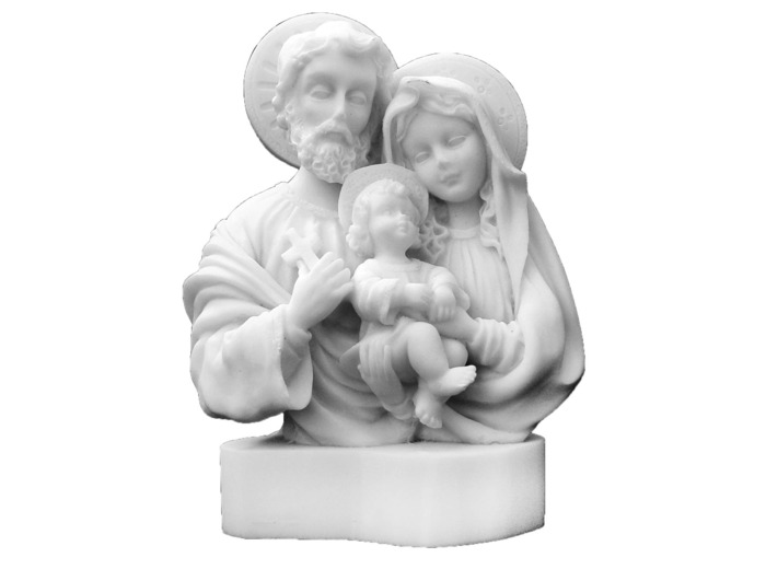 Ste Famille - Statue en albâtre 15cm -Blanche