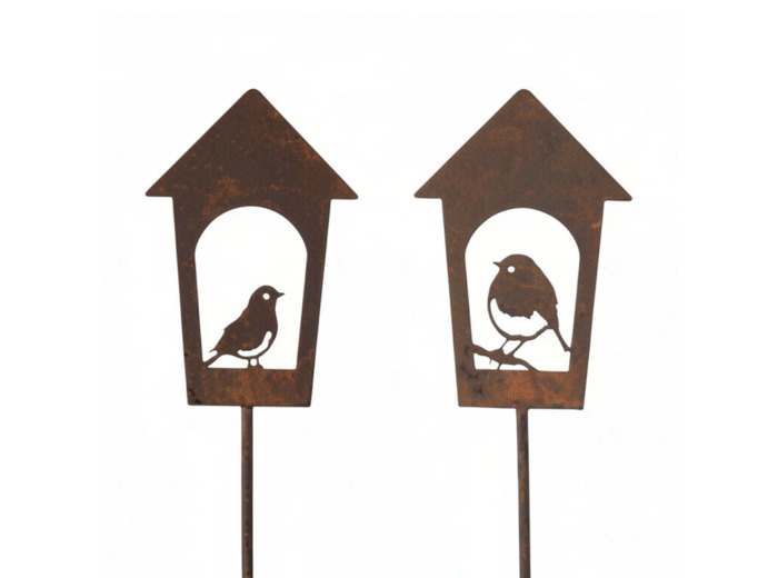Ensemble 2 tuteurs oiseaux fer 13x117cm
