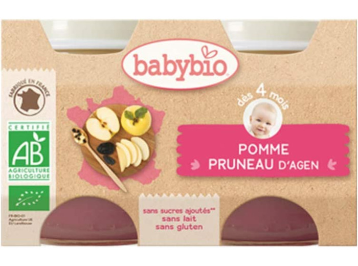 Pomme pruneau pot 2x130g Babybio