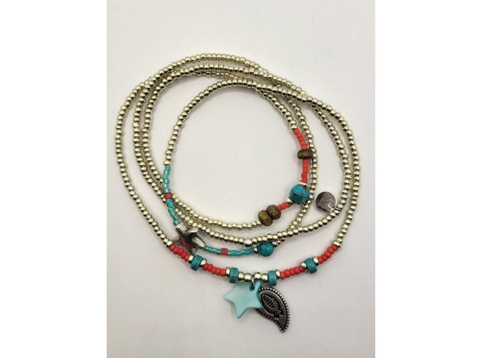 BRACELET MULTIRANGS TROPICAL SILVER