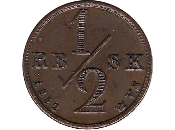 DANEMARK 1/2 RIGSBANKSKILLING FREDERIK VII 1852 TTB+