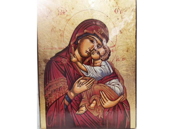 Icône sérigraphiée MDF- 9 x12 cm- TENDRESSE ROUGE