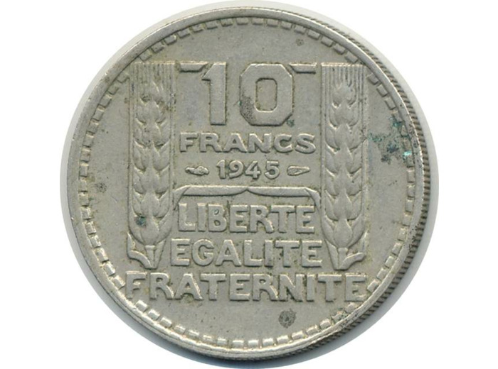 FRANCE 10 FRANCS TURIN 1945 R.COURT TB+ (G810a)