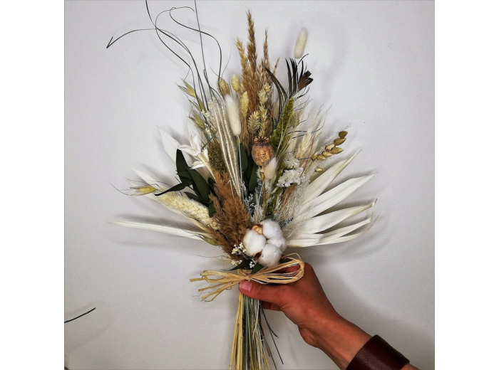 Bouquet de Fleurs séchées bohème <br>Blanc naturel-champêtre