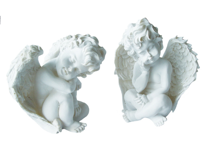 Anges Reveurs en résine Ht12X11cm -lot de 2