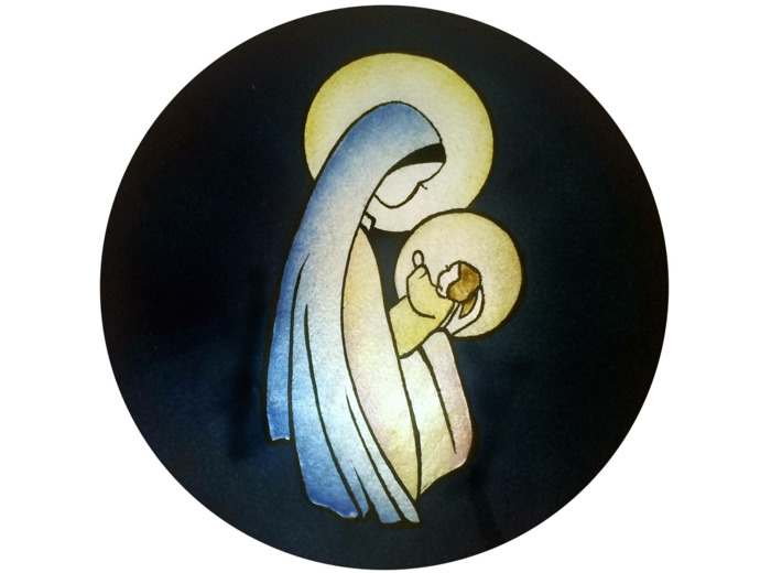 Vierge à l'Enfant D15,7cm - EMAUX DU LIBAN
