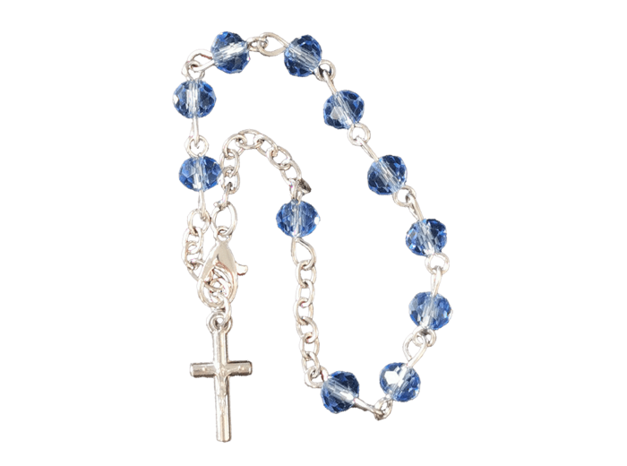 Bracelet Dizainier Perle Verre Sur Chaîne Argentée BLEU
