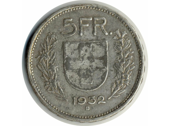 SUISSE 5 FRANCS 1932 B TB+