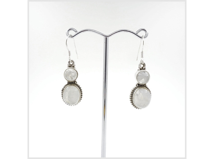 Boucles Pierres de Lune en argent massif