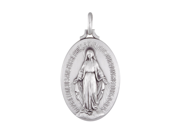 Médaille 17mm en Métal Argenté avec bord droit - MIRACULEUSE