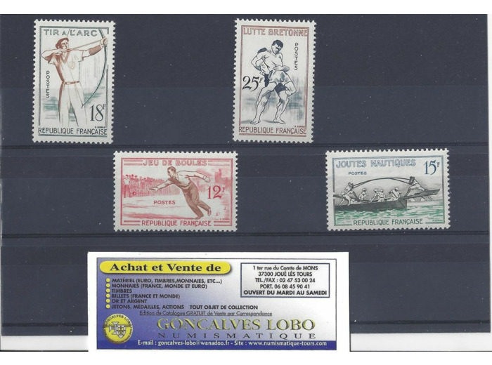 YVERT 1161 a 1164 JEUX TRADITIONNELS 1958 Serie 4 Timbres NEUF