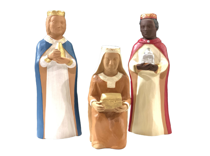 Les 3 Rois Mages pour Crèche 20cm polychrome- Pierreline