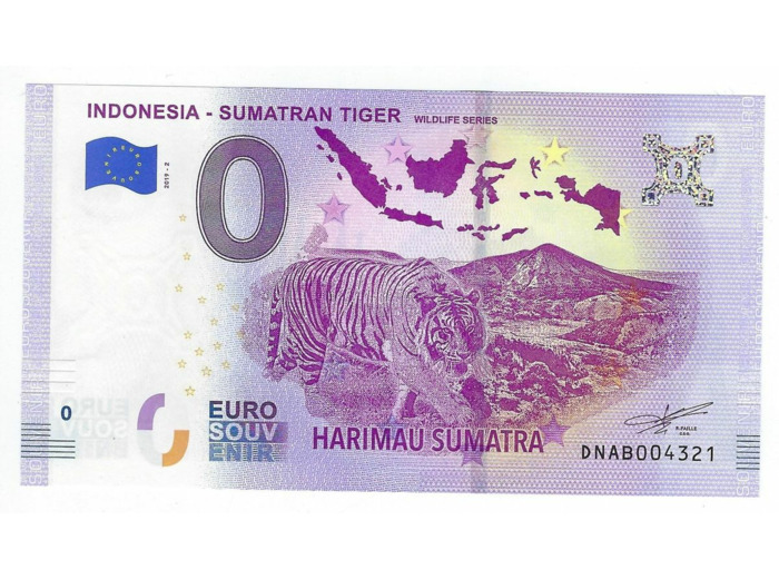 INDONESIE 2019-2 SUMATRAN TIGER BILLET SOUVENIR 0 EURO NEUF