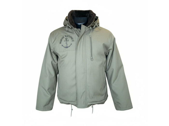 Blouson de quart Marine Nationale kaki – style authentique et protection intempéries.