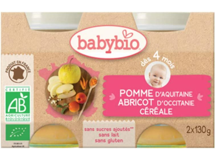 Pomme abricot cereale pot 2x130g Babybio