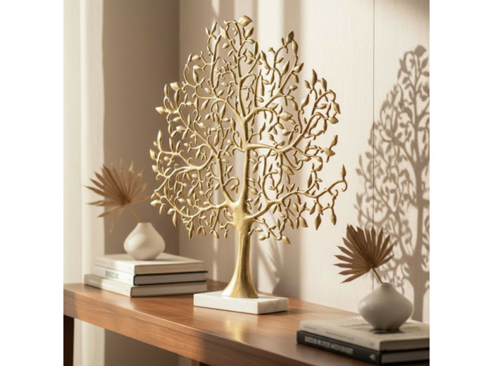 Arbre Leaf aluminium doré large 13x83x76cm