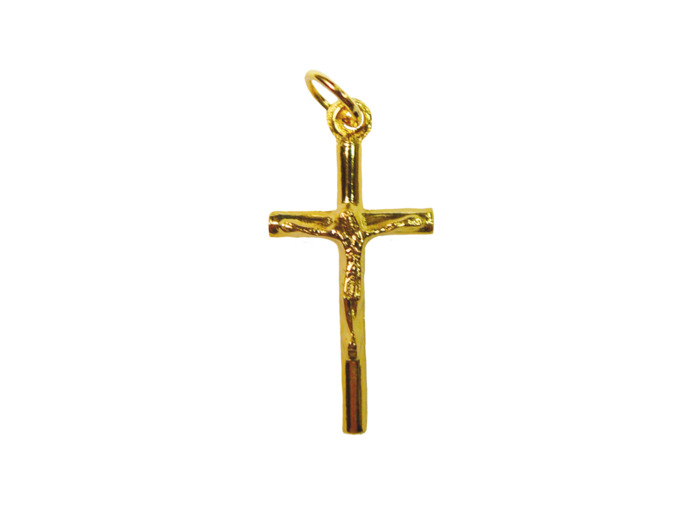 Croix 27mm en Métal Doré Avec Christ