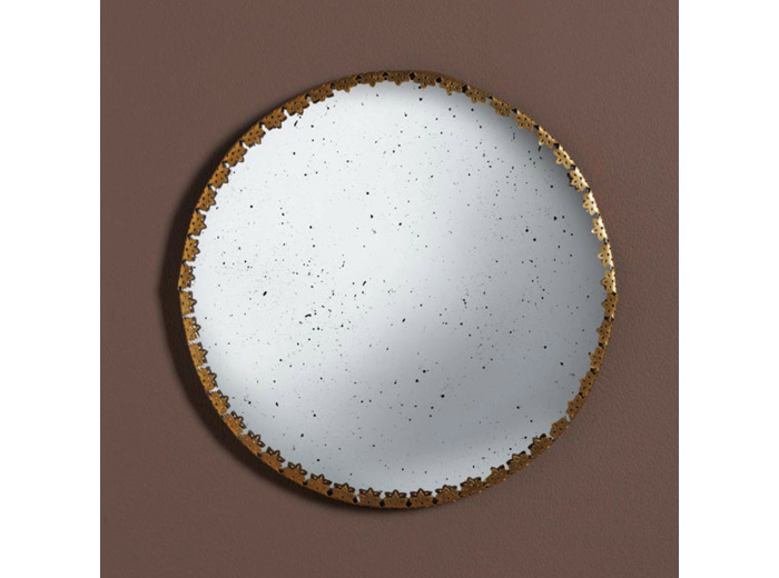 Miroir antique convexe bords festonnés 27x27x1cm