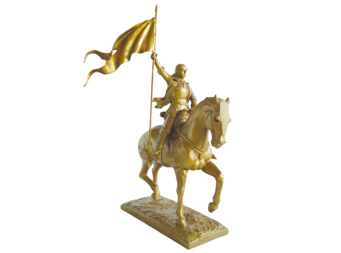 Jeanne d'Arc à Cheval en Résine 17cm - finition OR