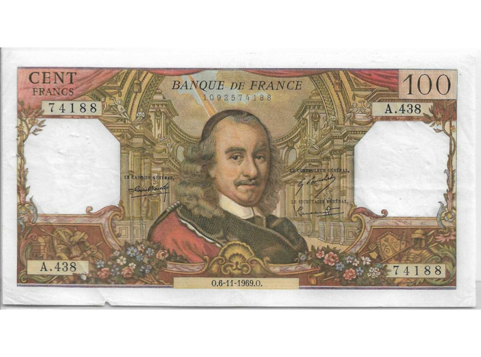 FRANCE 100 FRANCS CORNEILLE 6-11-1969 A.438 TTB+
