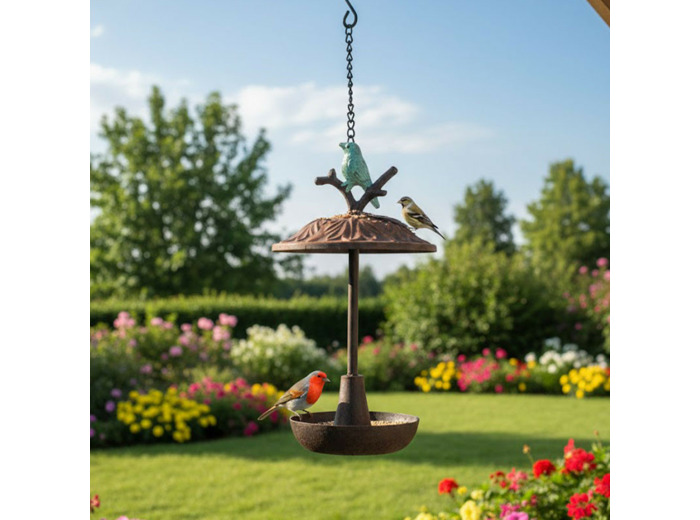 Mangeoire oiseau à suspendre 15x15x46cm